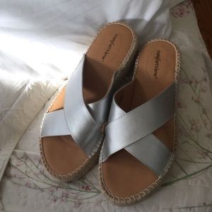 Silver slip on sandals